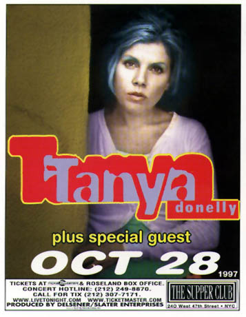 Promo Card for Tanya's Oct. 28, 1997  concert in NYC